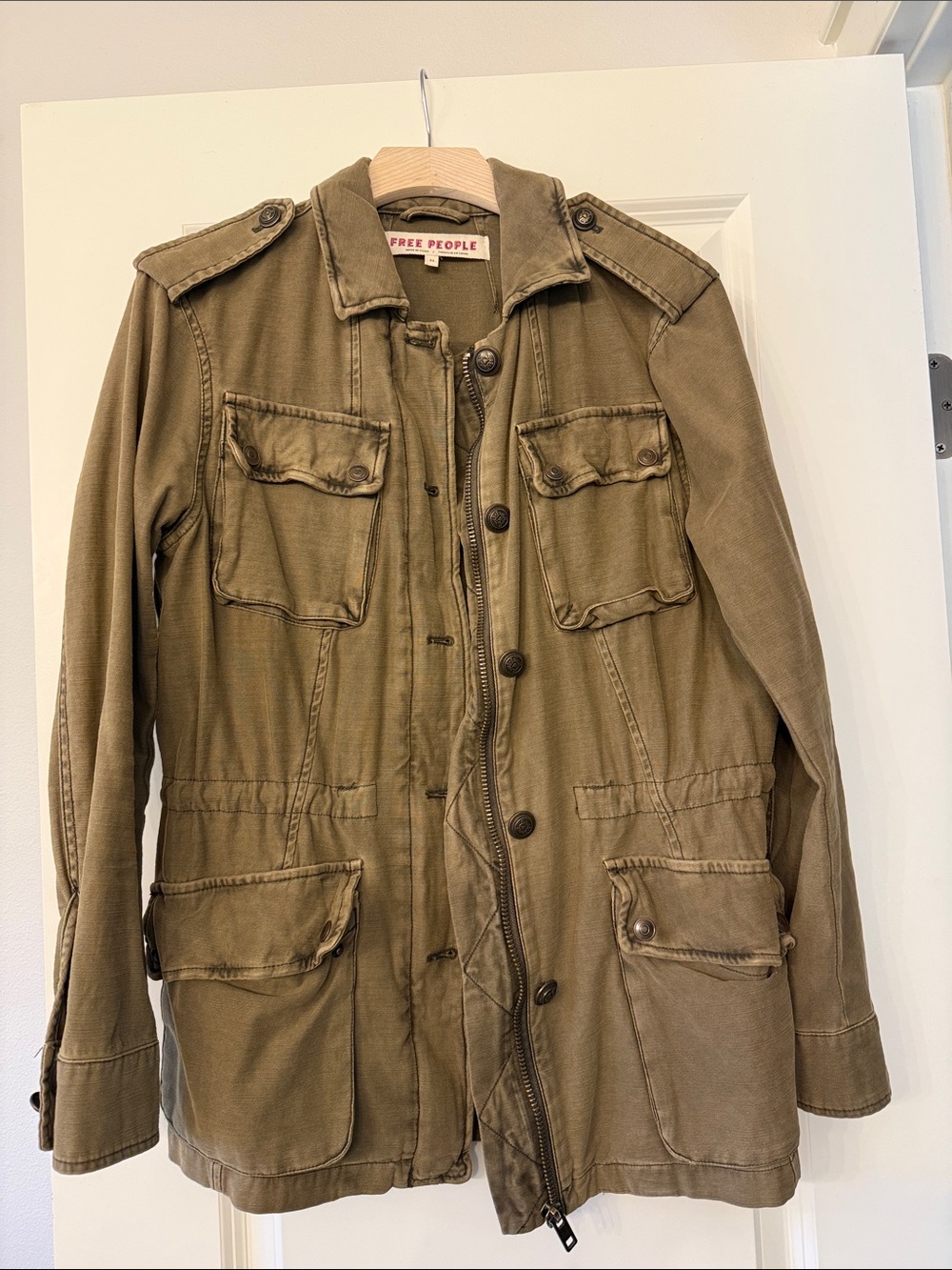 Free People Olive Green Military Field Jacket